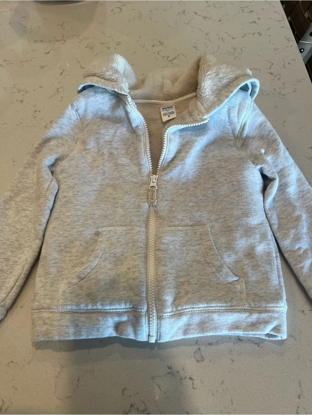 Carter’s Girls Hooded Zip Lined Jacket - Light Gray - 5T